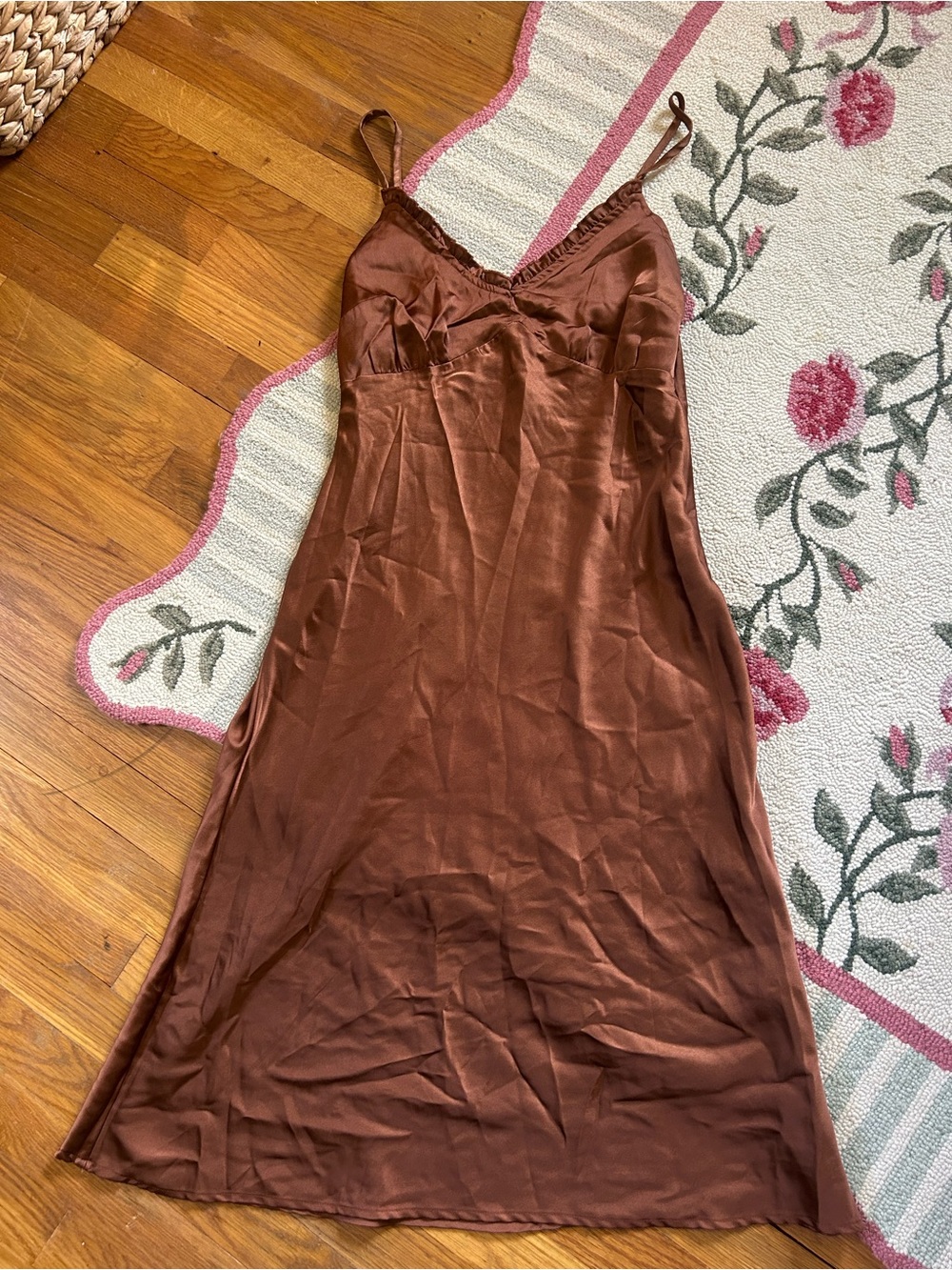 Japna Brown Satin Slip Dress